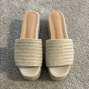 Women’s Neutral Beige Braided Slide Wedge